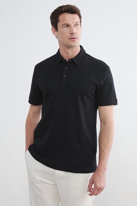LC WAIKIKI, Tricou polo de bumbac, Negru