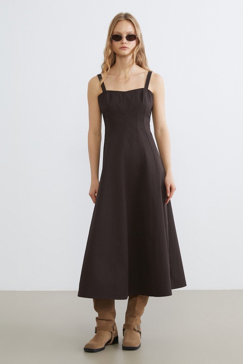 LC WAIKIKI, Rochie midi evazata, Maro inchis