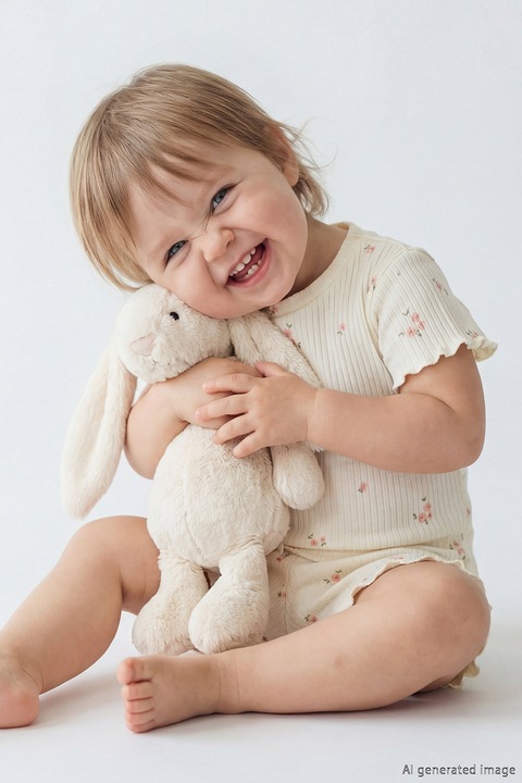 LC WAIKIKI, Set de tricou si pantaloni scurti cu imprimeu floral - 2 piese, Alb fildes/Roz somon/Verde feriga