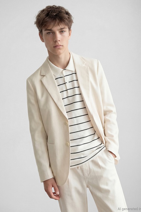 LC WAIKIKI, Sacou cu maneci lungi si nasturi, Alb fildes