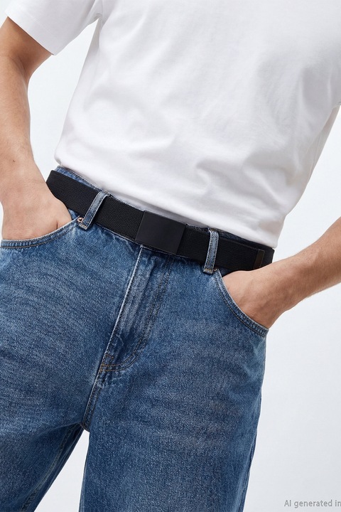 LC WAIKIKI, Curea cu model uni, Negru, 95