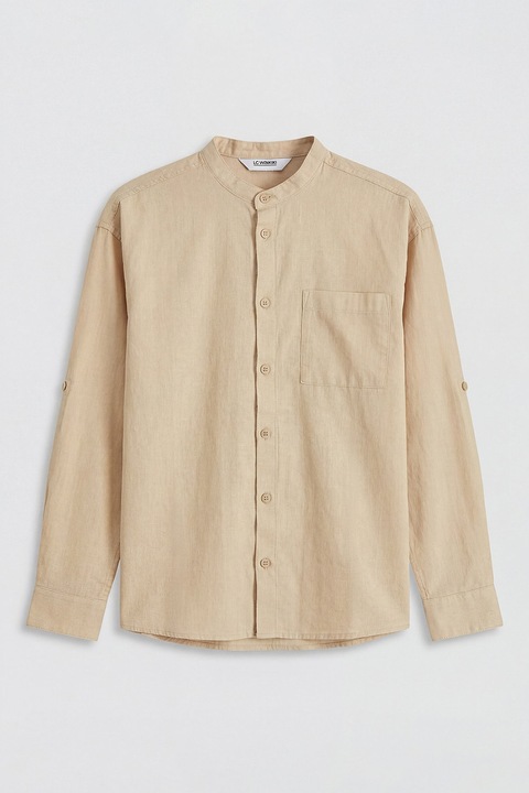 LC WAIKIKI, Camasa-tunica cu buzunar pe piept, Maro nisip