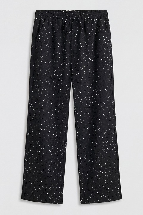 LC WAIKIKI, Pantaloni cu croiala ampla si buline, Alb, Negru, 122-128 CM