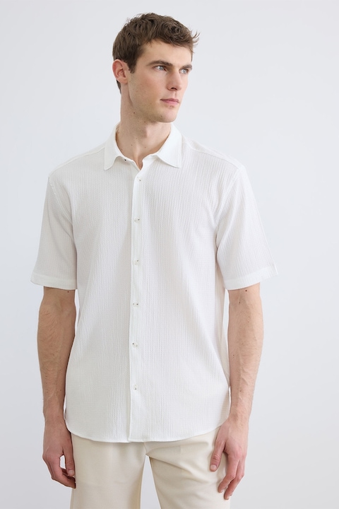 LC WAIKIKI, Camasa uni cu maneci scurte, Alb optic