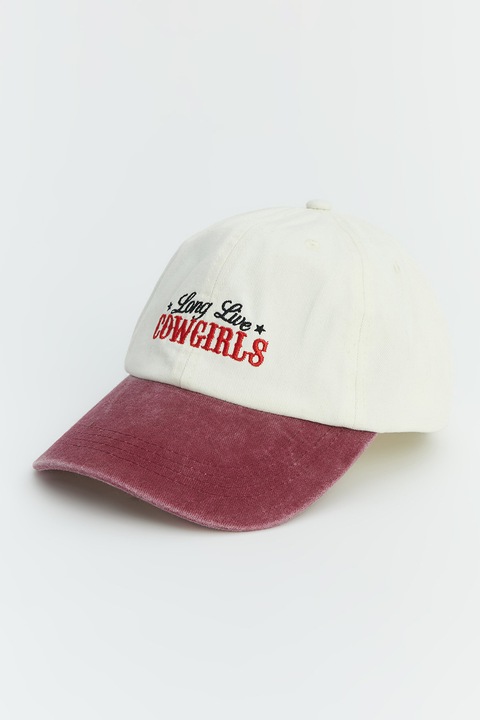 LC WAIKIKI, Sapca cu broderie si velcro, Rosu, Alb murdar