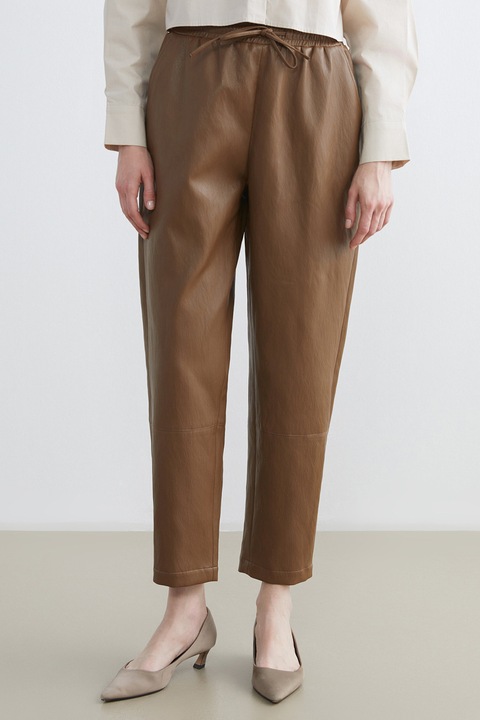 LC WAIKIKI, Pantaloni din piele ecologica cu talie ajustabila, Caramel