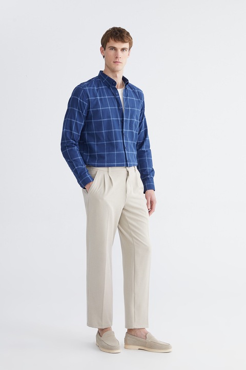 LC WAIKIKI, Camasa regular fit in carouri, Albastru inchis