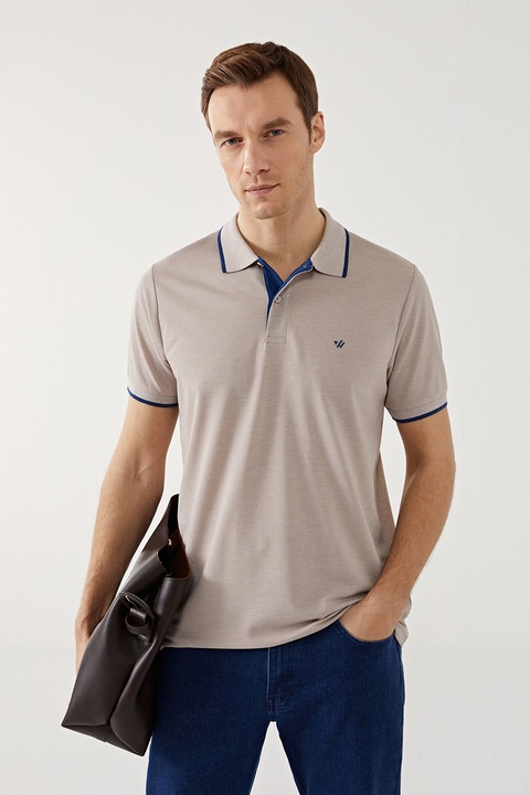 LC WAIKIKI, Tricou polo slim fit, Grej/Bleumarin