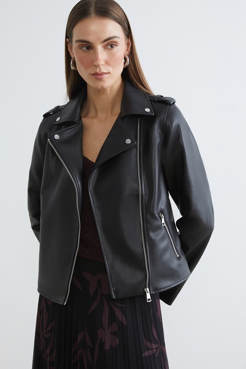 LC WAIKIKI, Jacheta biker cu buzunare cu fermoar, Negru