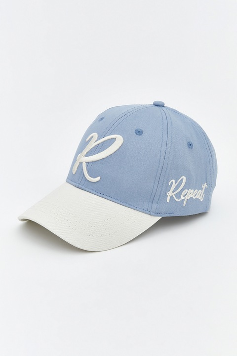 LC WAIKIKI, Sapca baseball cu imprimeu text si model in doua nuante, Albastru prafuit, Alb murdar