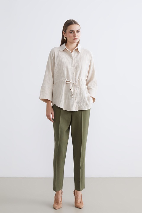 LC WAIKIKI, Pantaloni crop cu croiala conica, Kaki