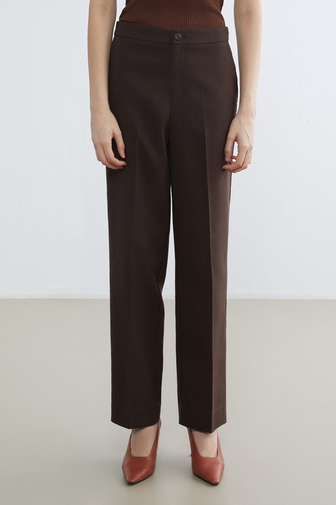 LC WAIKIKI, Pantaloni Chino din amestec de in cu croiala dreapta si pliuri, Maro pamantiu