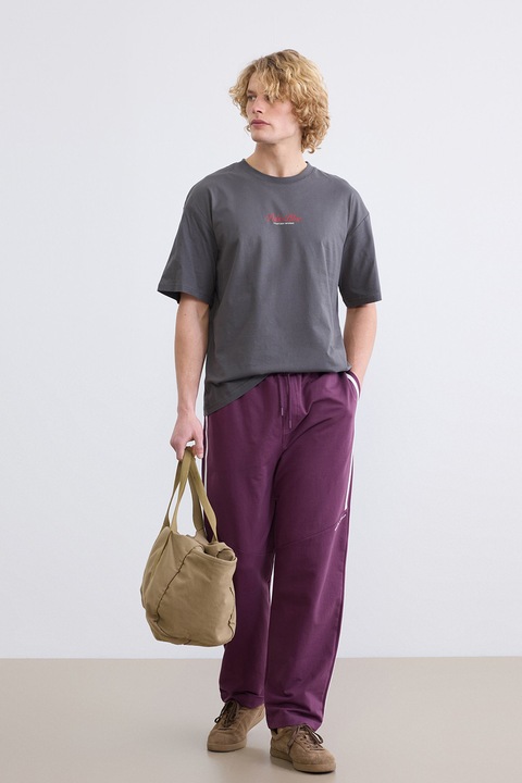 LC WAIKIKI, Pantaloni de trening cu linii contrastante, Alb, Violet tyrian, XL