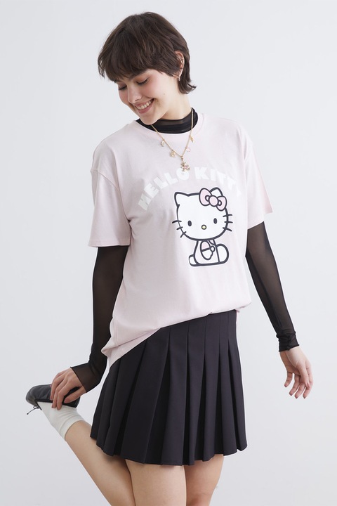 LC WAIKIKI, Tricou din bumbac cu imprimeu cu Hello Kitty, Alb/Roz deschis