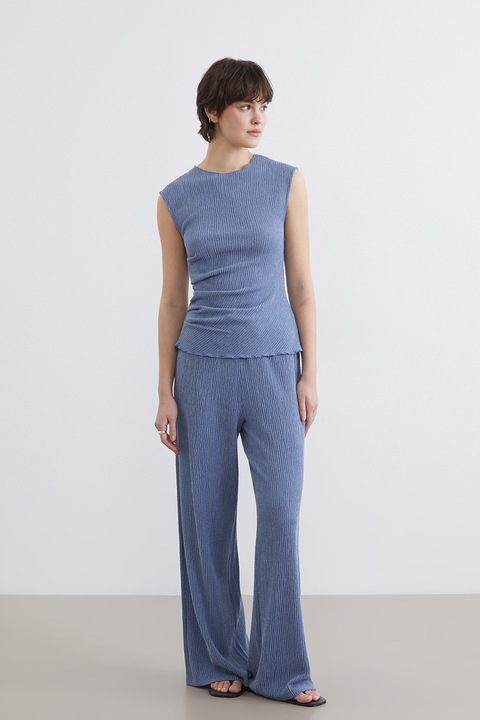 LC WAIKIKI, Bluza cu fronseuri laterale, fara maneci, Gri verzui