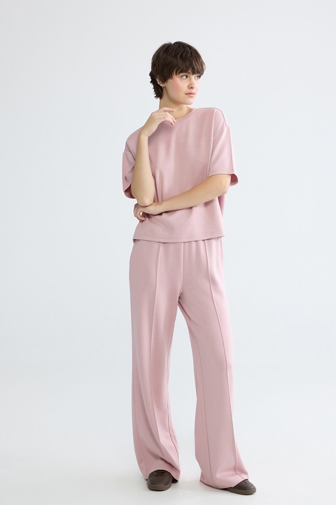 LC WAIKIKI, Pantaloni de trening cu croiala ampla si snur, Roz prafuit