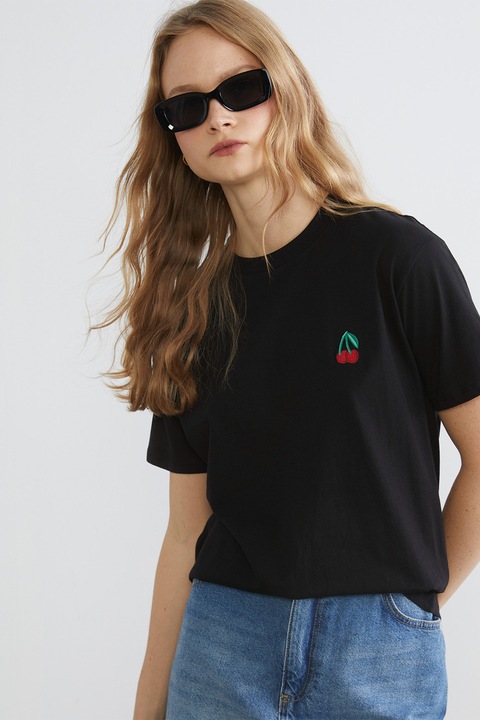 LC WAIKIKI, Tricou lejer din bumbac, Negru