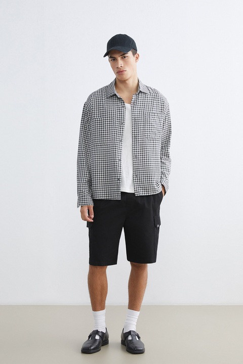 LC WAIKIKI, Pantaloni scurti cargo cu talie elastica, Negru