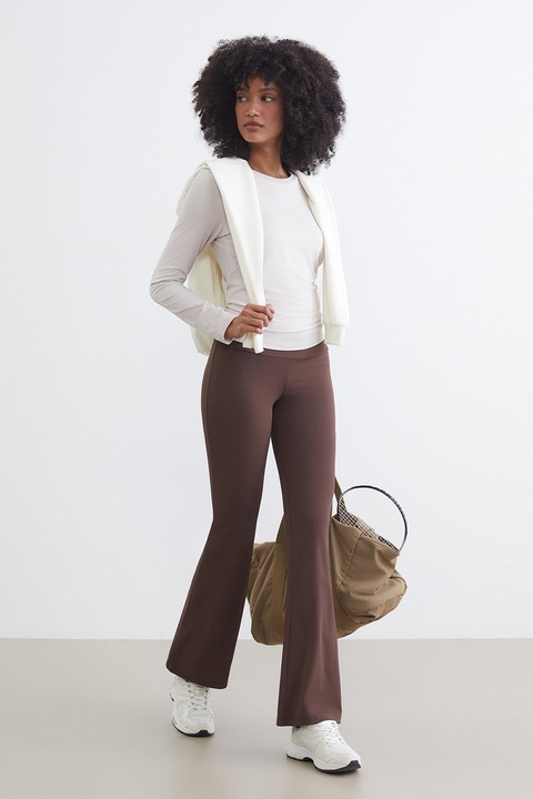 LC WAIKIKI, Colanti bootcut cu talie inalta, Maro inchis