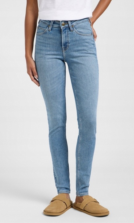Pantaloni jeans dama Lee Scarlett High, skinny, talie inalta, albastru, elastic, W29-L33 US