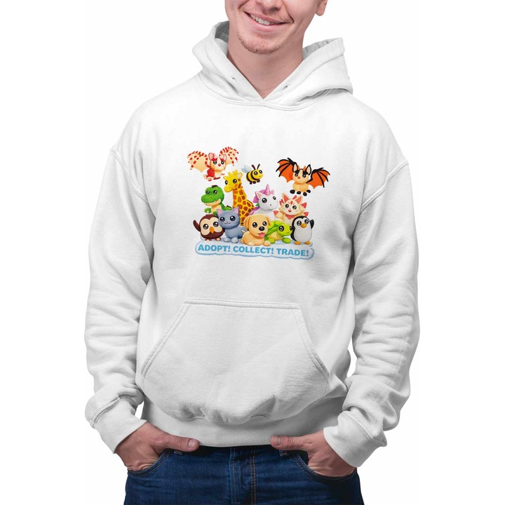 Hanorac personalizat barbati Adopt Me, alb, marime 2XL