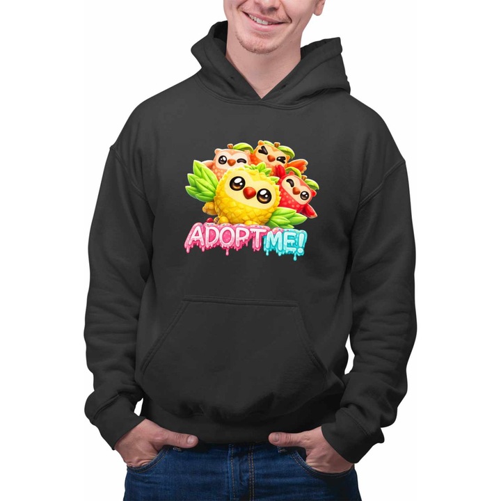 Hanorac personalizat bărbați, Roblox Adopt Me, bufniță, negru, mărime S