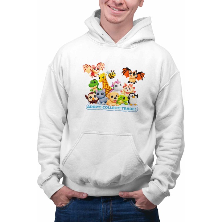 Hanorac Personalizat Barbati Adopt Me Legendary Dragons, alb, marime 2XL