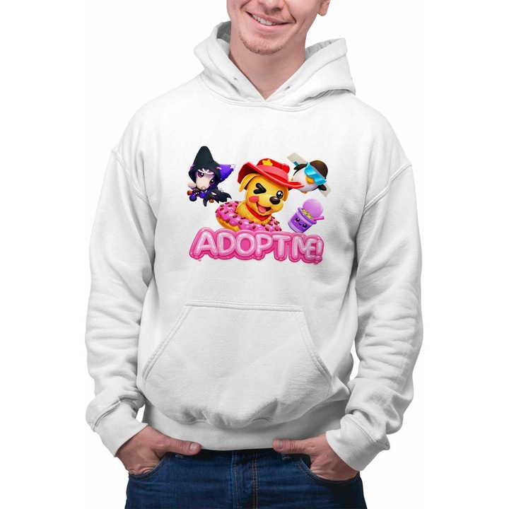 Hanorac personalizat bărbați Roblox Adopt Me Puppy, alb, marime 2XL