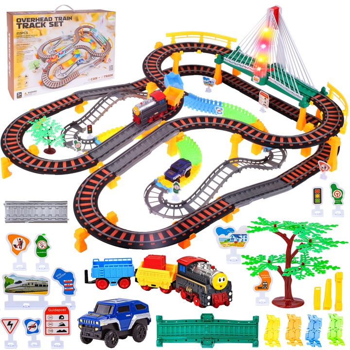 Tren electric tren locomotiva detasabil carute Race Track 700cm Malplay