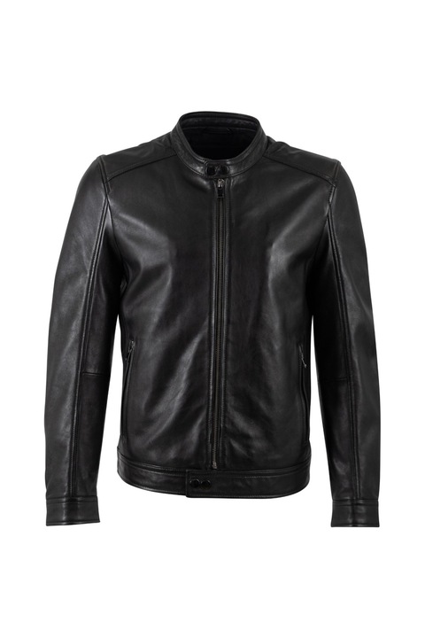 Geacă de piele bărbați Mauritius MMTyron, neagră, slim fit, 100% piele naturală, mărime M