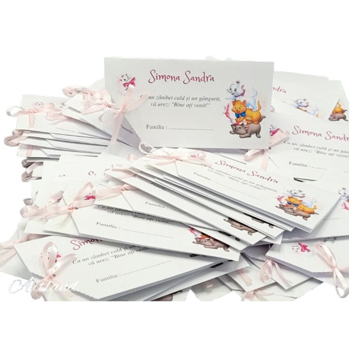 Set de 10 plicuri pentru bani, plicuri pentru dar, botez cu tematica Pisicile Aristrocate, plicuri cu fluturi, plicuri pentru dar botez fetita, plicuri cu pisicute