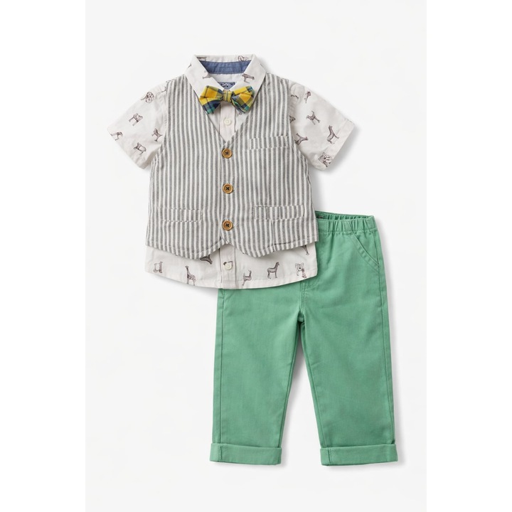 Compleu 2 piese bumbac baiat, multicolor, 18 luni, 86 CM