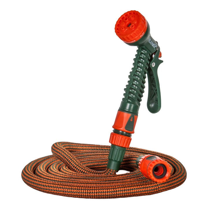 Furtun de gradină Ramp 20 m, flexibil, multi-strat, set cu mufe și pistol de stropire