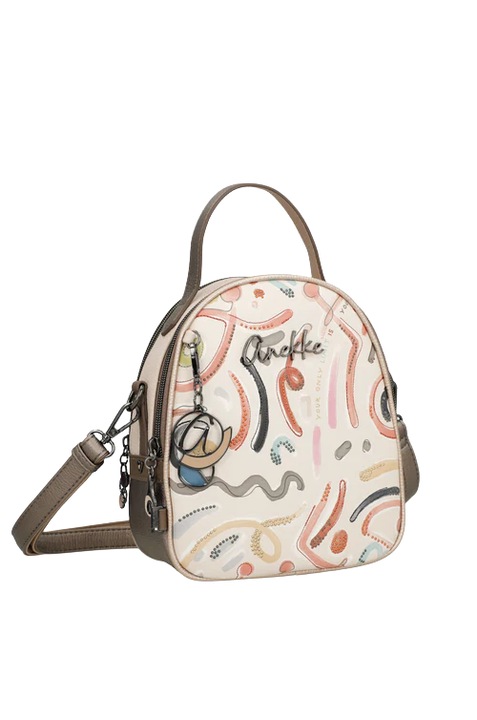 Rucsac mic Anekke alb, colectia Olympia, 2 compartimente, 21x23x10cm
