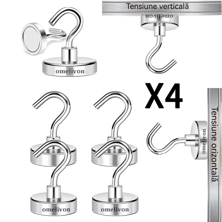 4 buc，carlige magnetice，carlige magnetice puternice, carlige magnetice de 50 lbs pentru cabina de croaziera, 20mm, magneti puternici pentru agatat, frigider, accesorii pentru dulapuri, bucatarie, birou