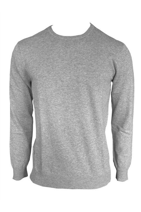 Pulover pentru barbati din bumbac fin, cu guler rotund, Legend Classics - LE900, Gri melange