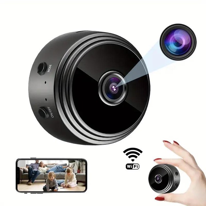 Mini Camera Supraveghere WiFi enzoria, IP HD 1080P, Monitorizare Casa si Bebelusi, Detectie Miscare, Conectare Telefon