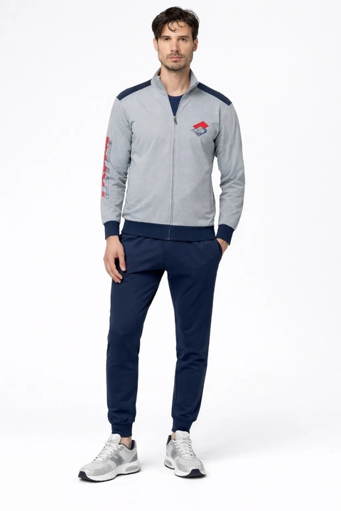 Trening barbati Lotto LA1076, set bluza cu fermoar si pantaloni, regular fit, Gri