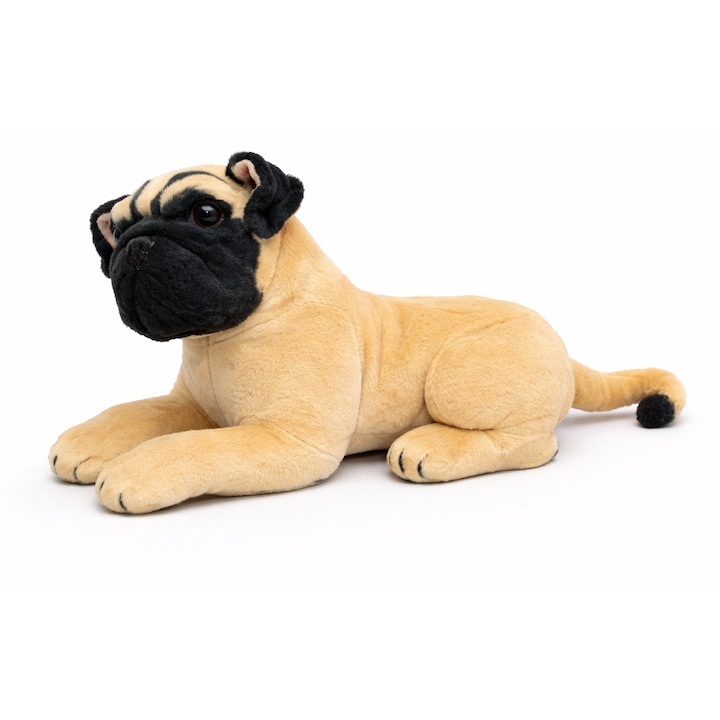 Caine Pug de Plus, Jucarie de Plus Moale pentru Copii, Catel de Plus Realist, Cadou pentru Copii, 40cm