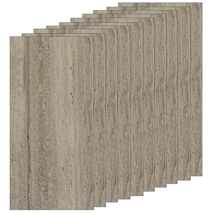 Set 5 Placi Decorative pentru Exterior Teno®, model piatra slefuita, durabile, waterproof, rezistente la foc, suprafata acoperire 3.6 mp, 120 x 60 cm, gri maroniu