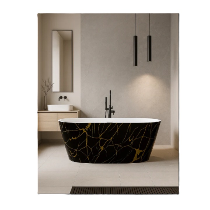 Cada baie freestanding Portofino Negru 1700 cm