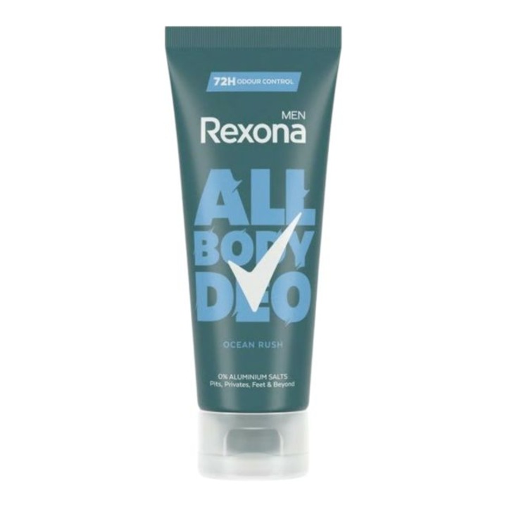 Deodorant cremă Rexona Men All Body Deo Fresh Citrus, 75 ml, protecție 72 ore, fără aluminiu, pentru bărbați