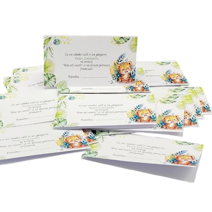 Set de 10 plicuri pentru bani, plicuri pentru dar, botez cu tematica Safari, plicuri cu tigru, plicuri pentru dar botez baietel