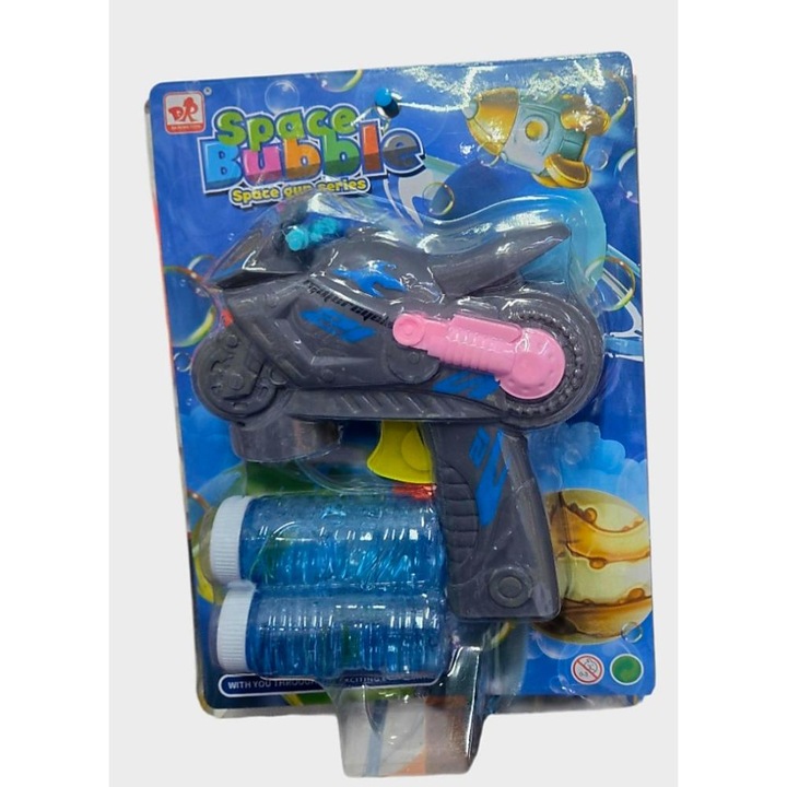 Pistol de facut baloane de sapun -Moto.Apasa butonul si zeci de baloane colorate pornesc instant! Distractie garantata pentru copii, perfect pentru joaca afara, petreceri sau cadou
