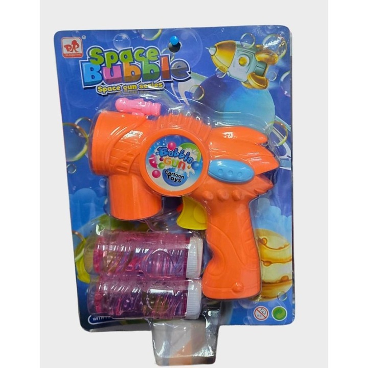 Pistol de facut baloane de sapun! Apasa butonul si zeci de baloane colorate pornesc instant! Distractie garantata pentru copii, perfect pentru joaca afara, petreceri sau cadou