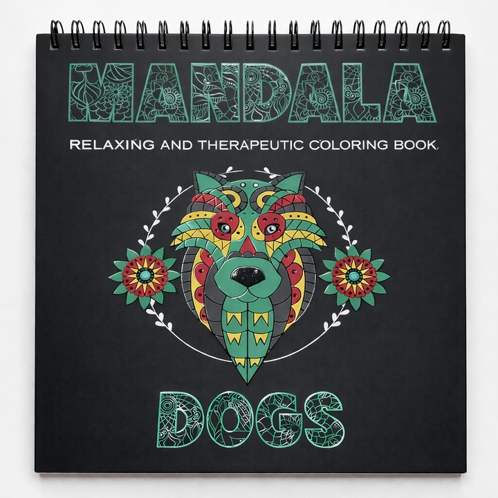 Carte de colorat Mandala DOGS, 25 file 170g, 31x31 cm