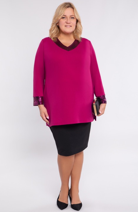 Tunica roz inchis cu insertii de brocart