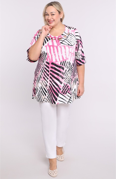 Tunica MDR24, fekete, 46-48 EU, V-nyakú, rövid ujjú