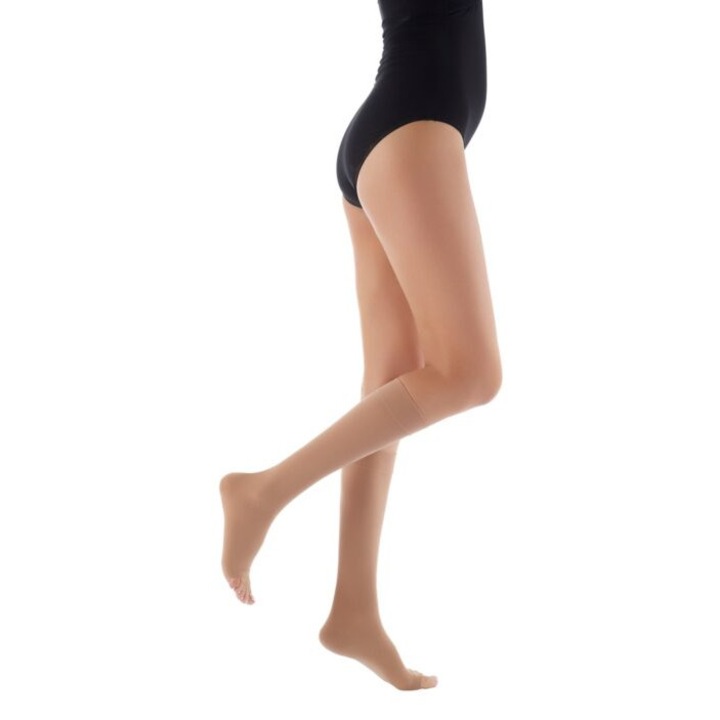 Ciorapi Compresivi UNISEX Clasa II 23-32 mmHg RAYAT AD Pana la Genunchi Cu Varf DESCHIS NEGRU Marimea 8/Extra