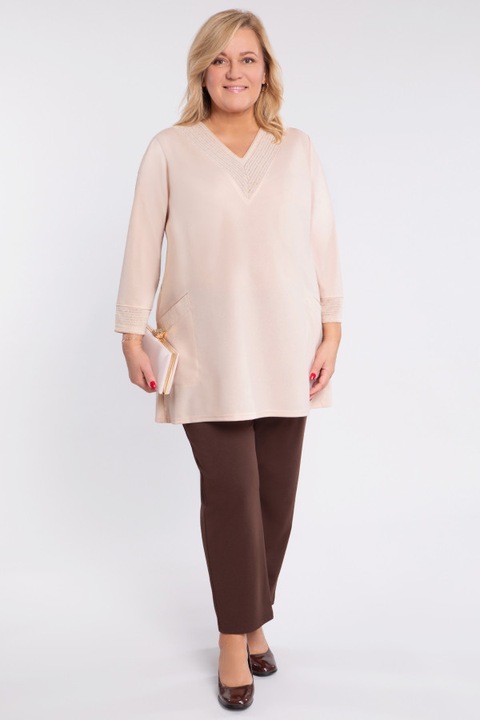 Tunica bej cu buzunare